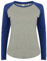 Dames Baseball T-shirt SF SK271 Heather Grey-Royal